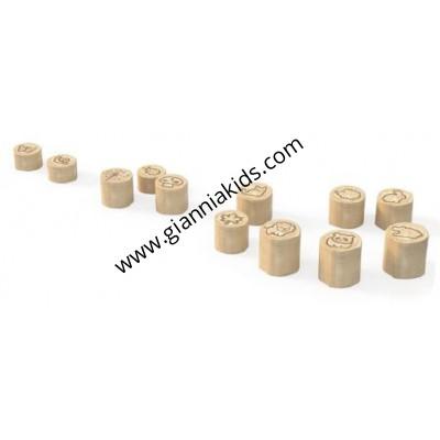 Balanced wooden stake