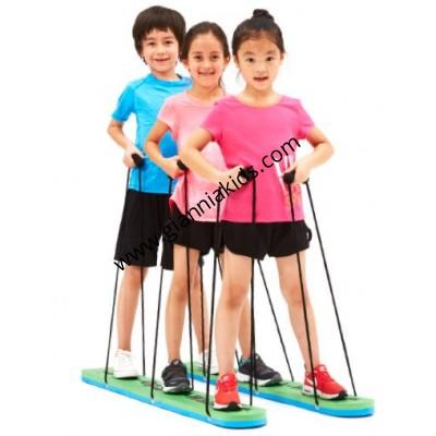 Three people walking in unison