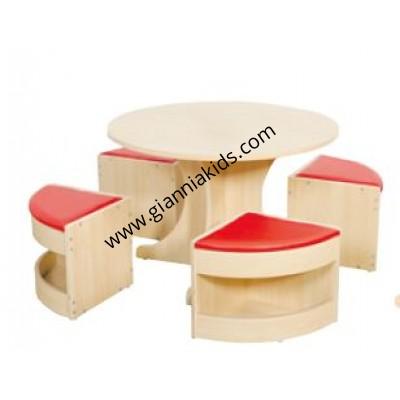 4-person round table chair group