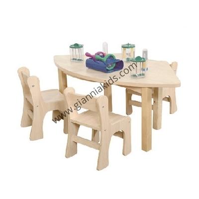 Fan shaped wooden table