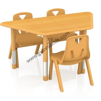 Trapezoidal wooden table