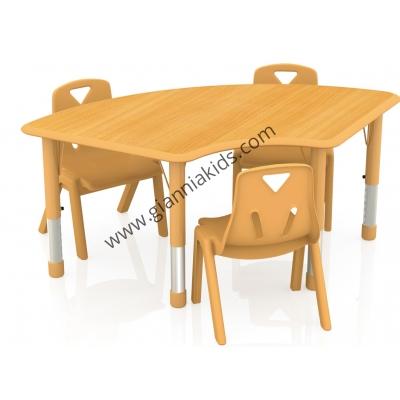 Fan shaped wooden table