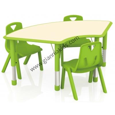 Fan shaped wooden table