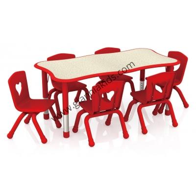 Wave shaped wooden table