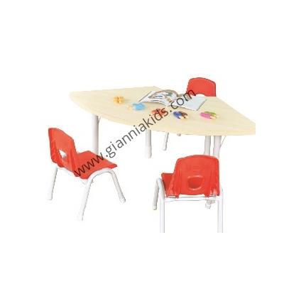 Fan shaped wooden table