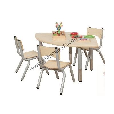 Fan shaped wooden table