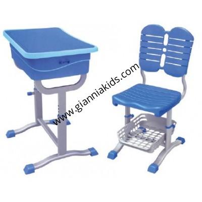 Hand cranked lifting plastic desks and chairs