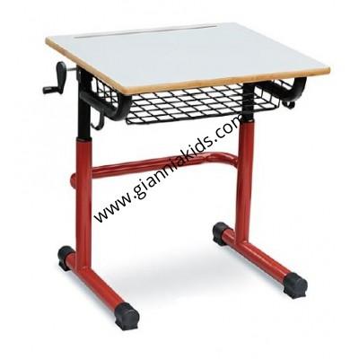 Hand cranked single person lifting desk