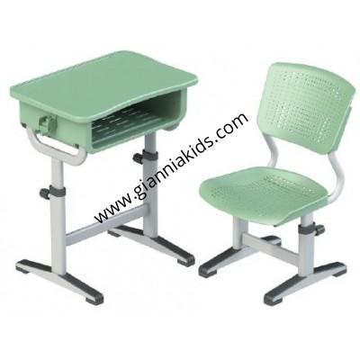 Hand cranked lifting plastic desks and chairs