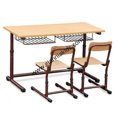 Double lift desks and chairs