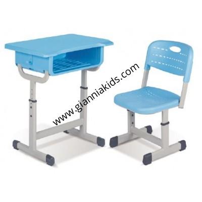 Hand cranked lifting plastic desks and chairs