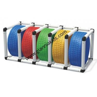Wheel storage rack with 5 compartments