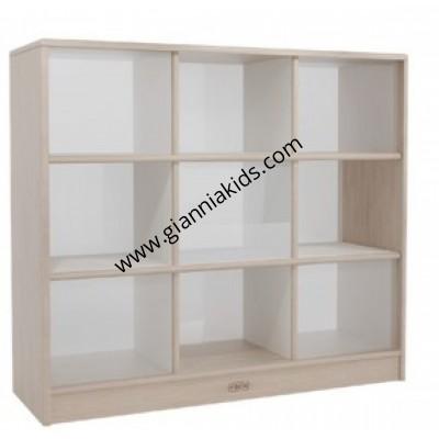 Nine compartment storage cabinet
